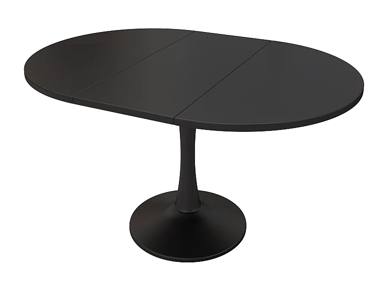 Uitschuifbare eettafel 100-140x100x75cm ovaal zwart voor woonkamer
