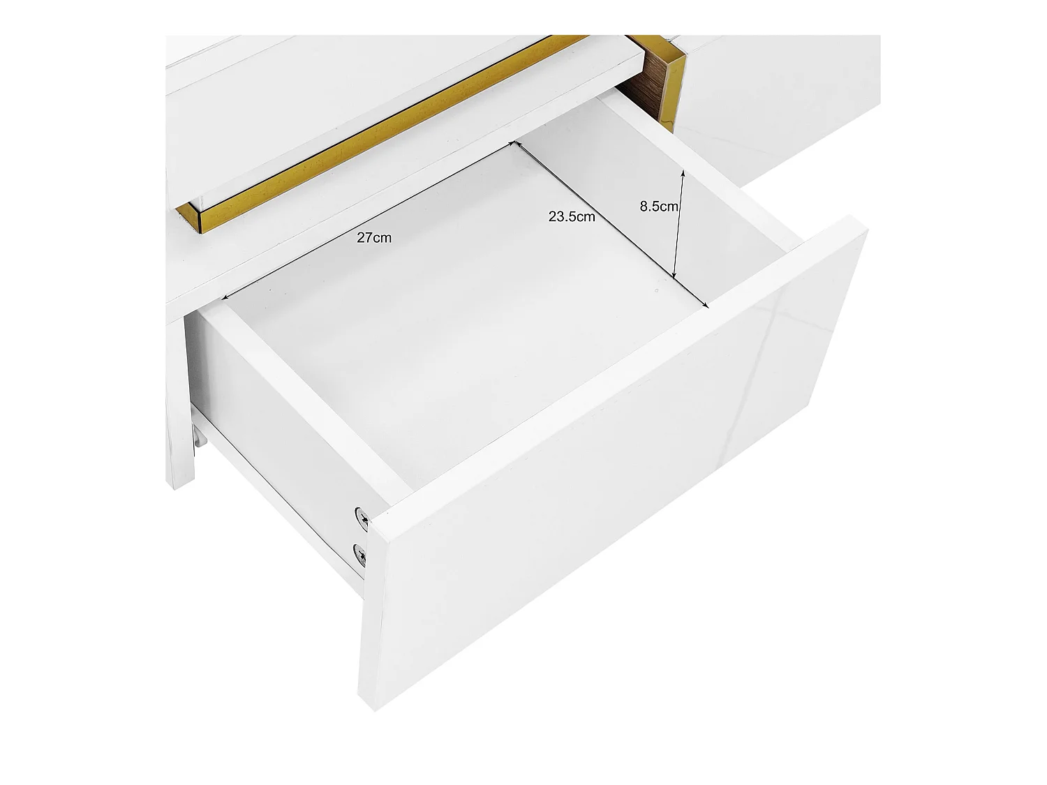 Salontafel 70x70x35,5 cm met twee lades van wit spaanplaat voor de woonkamer