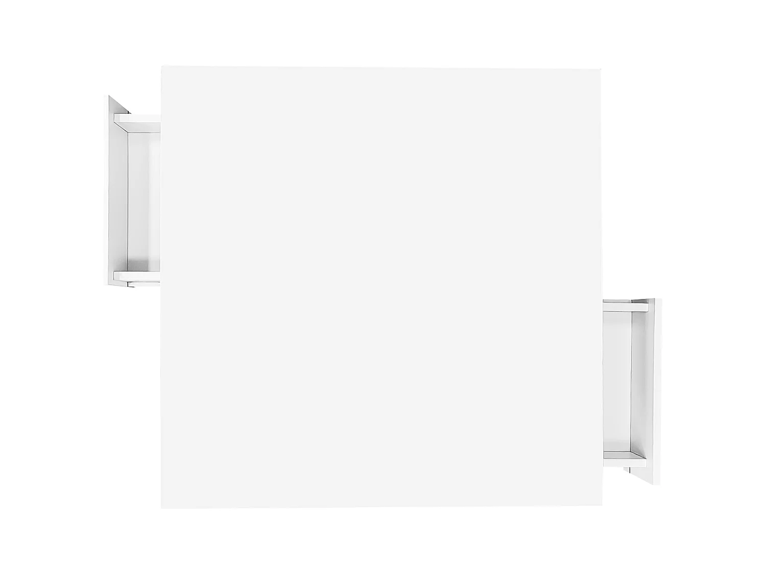 Salontafel 70x70x35,5 cm met twee lades van wit spaanplaat voor de woonkamer