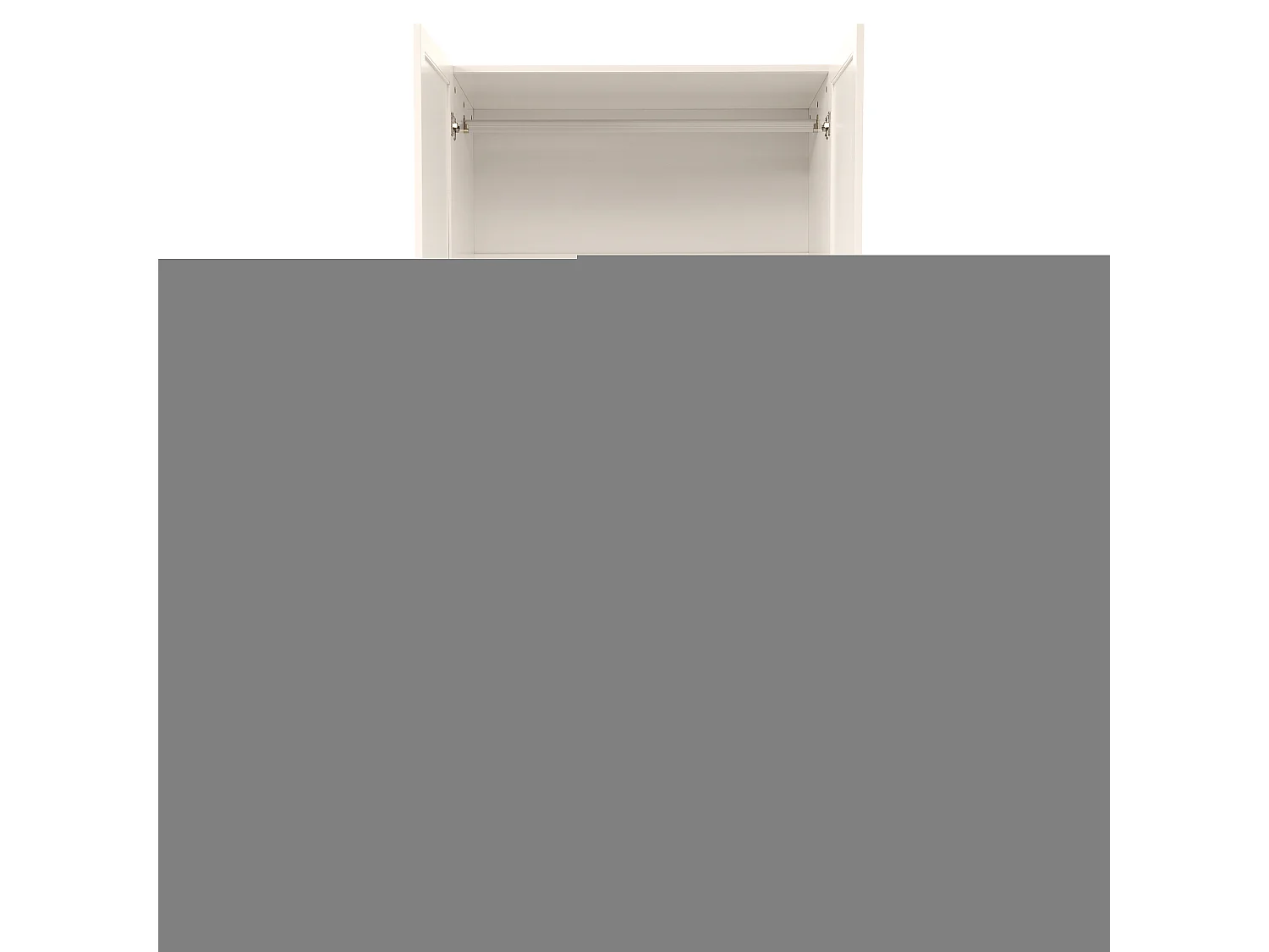 Armoire avec 2 portes en rotin et tiroir, blanche et naturelle, MDF +pin