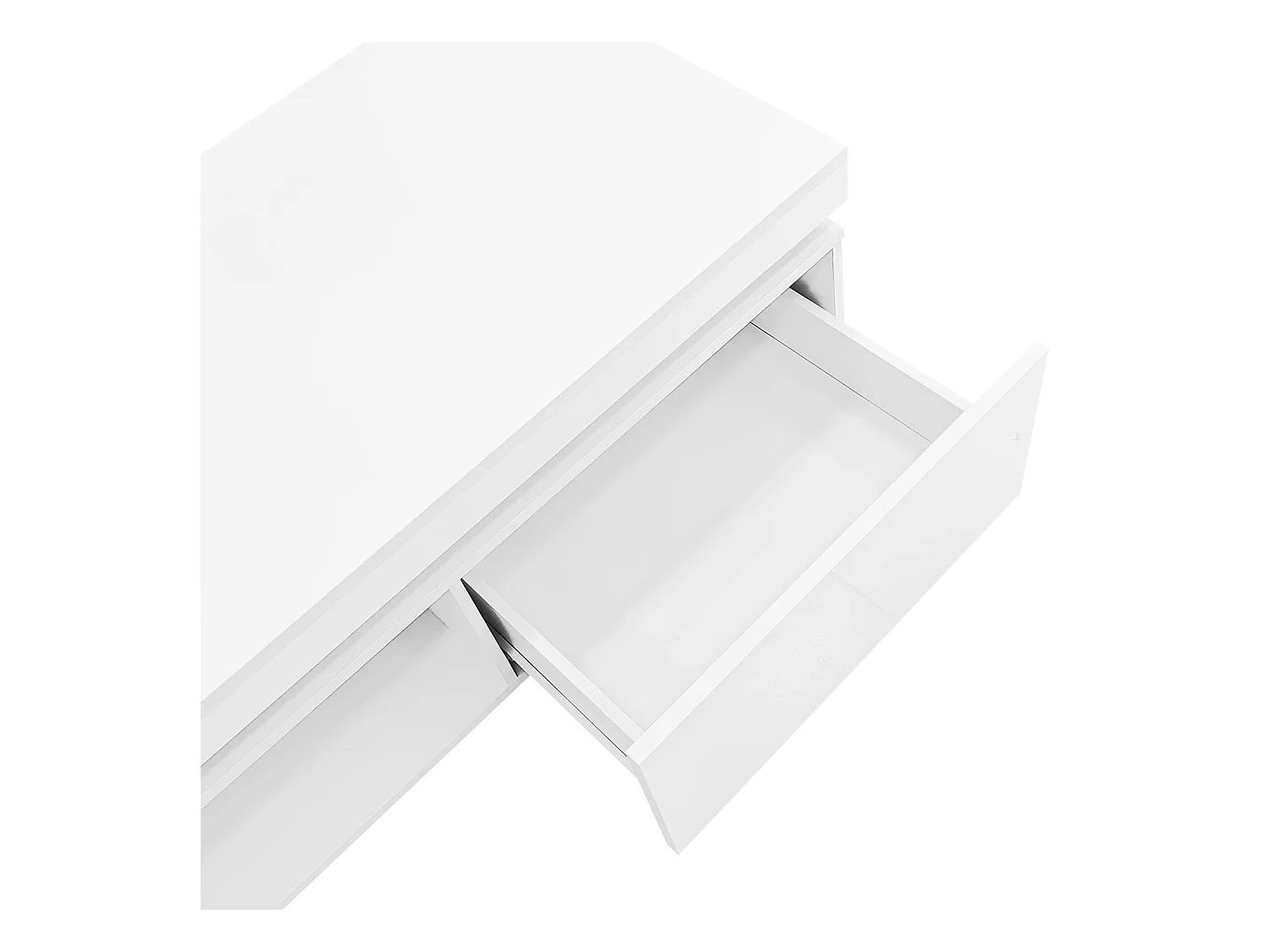 Table basse 100x50x40.3 cm moderne laqué brillant avec LED et tiroir Blanc pour salon