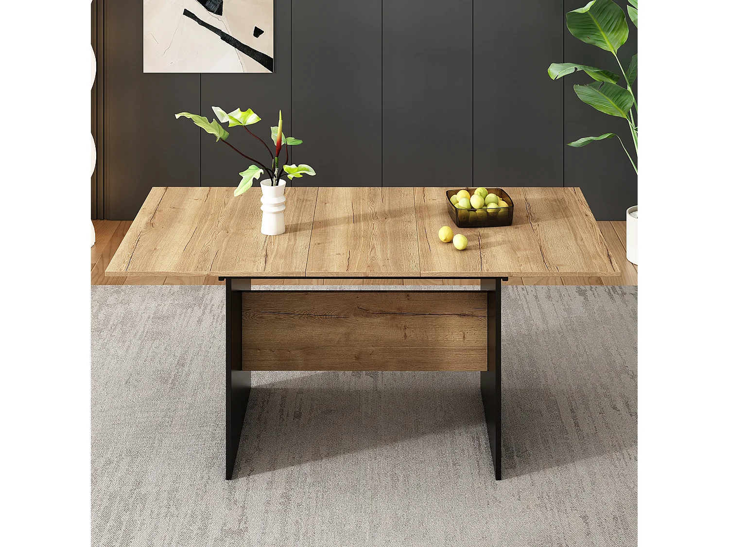 Uitschuifbare eettafel 140-180x80cm Minimalistische stijl Hout Natuurlijke kleur Voor 4-6 personen