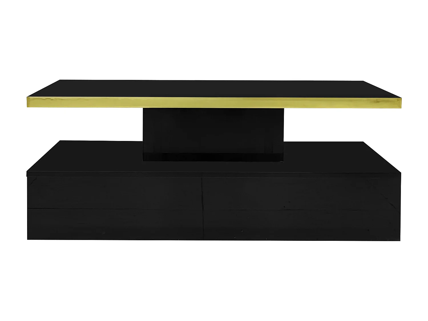 Table basse 100x50x38.5cm Avec lumière LED avec tiroir Espace de rangement Matériel Panneau de particules Noir pour salon