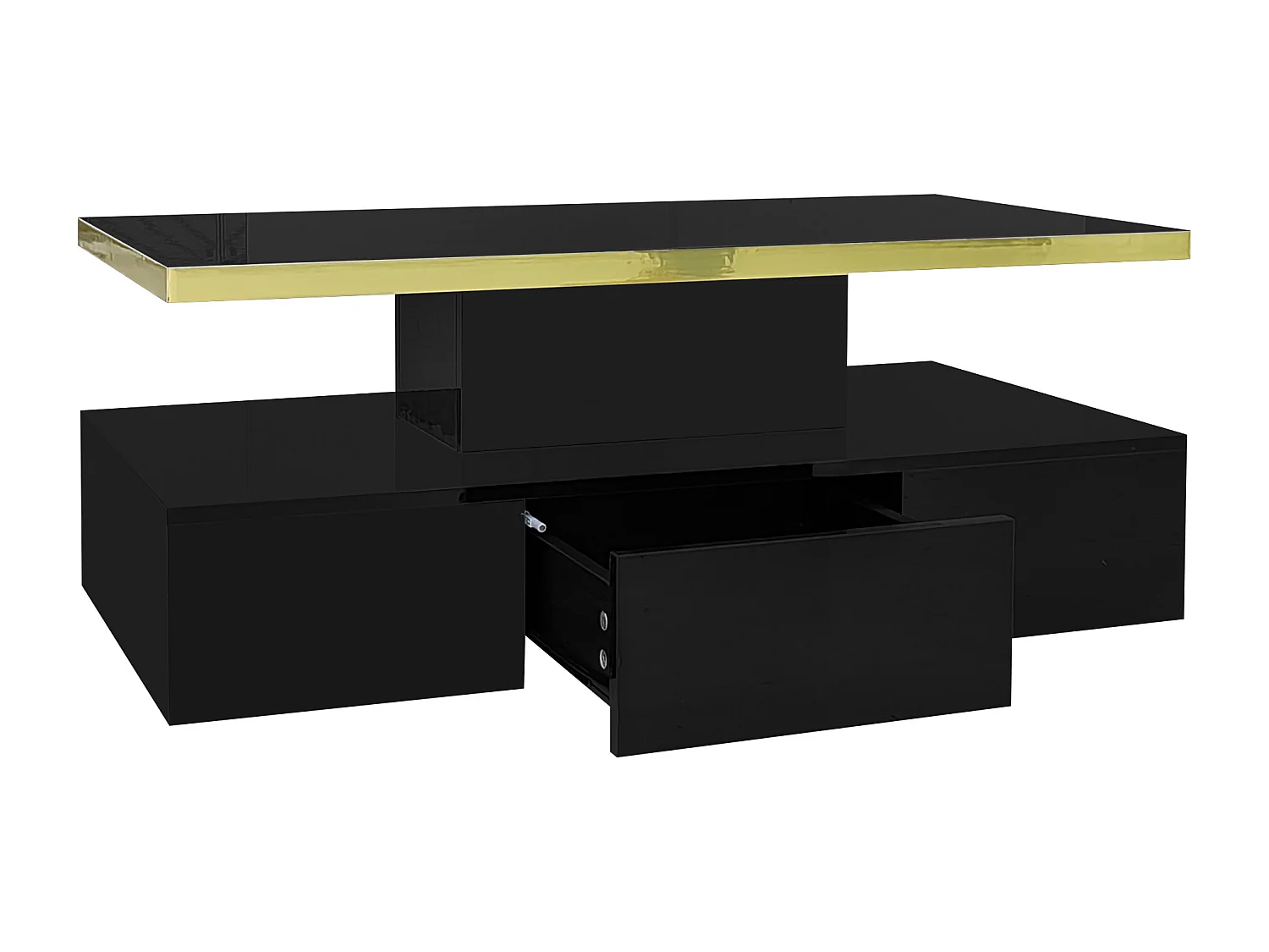 Table basse 100x50x38.5cm Avec lumière LED avec tiroir Espace de rangement Matériel Panneau de particules Noir pour salon