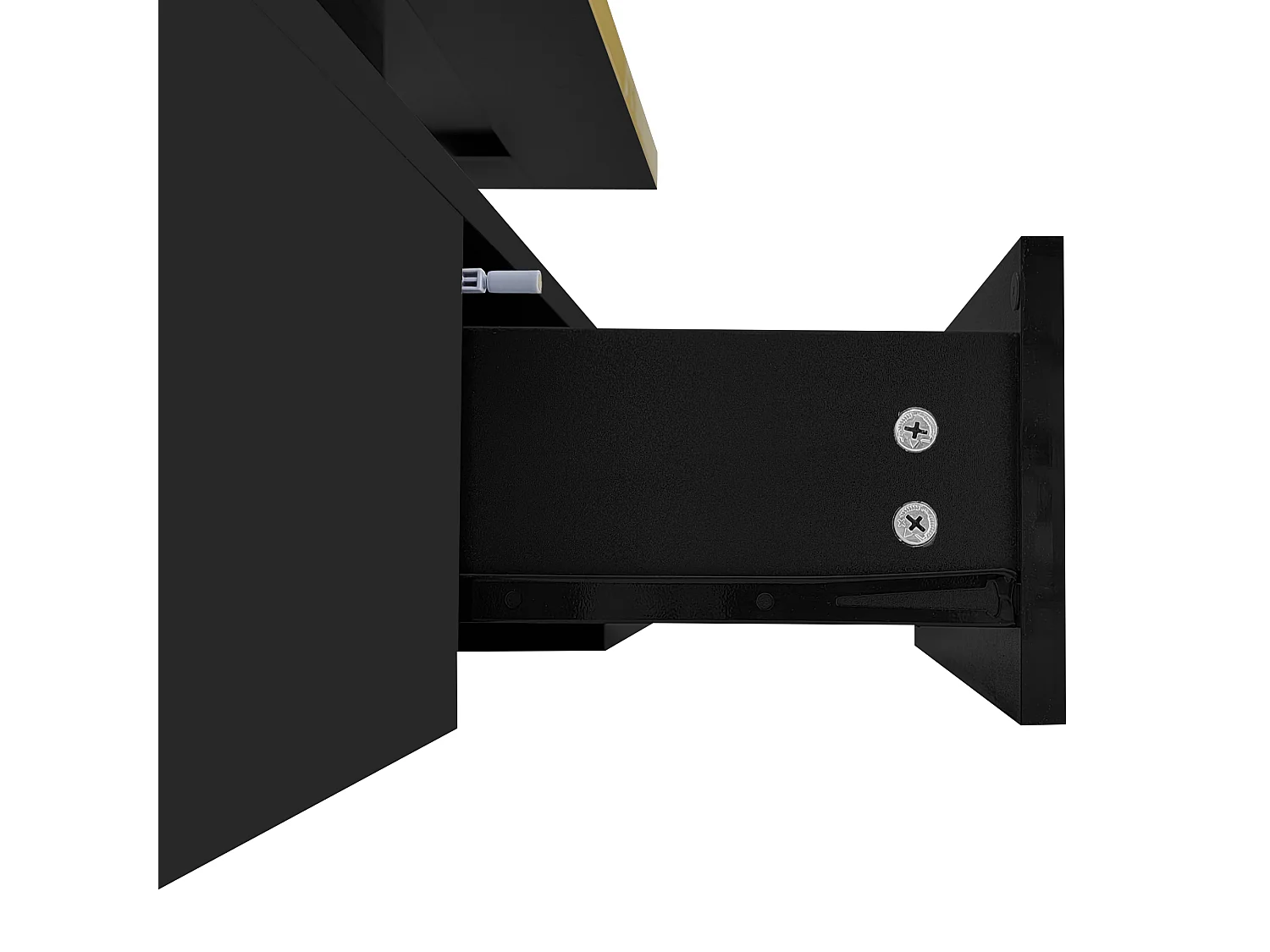 Salontafel 100x50x39 cm, 2 niveaus, ingebouwde lade, glanzende afwerking, spaanplaat, zwart