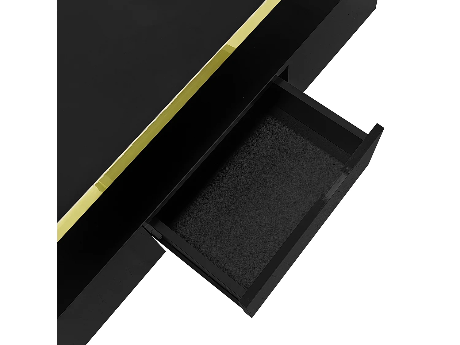 Salontafel 100x50x39 cm, 2 niveaus, ingebouwde lade, glanzende afwerking, spaanplaat, zwart