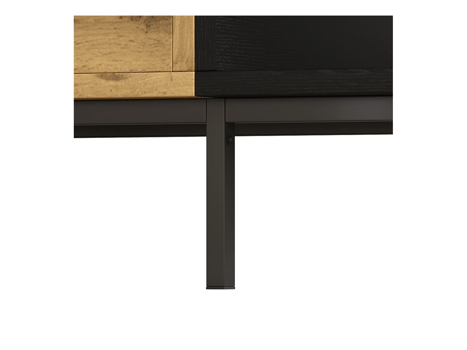 Table basse 100x50x40 cm avec compartiments et tiroirs panneaux de particules en naturel et noir