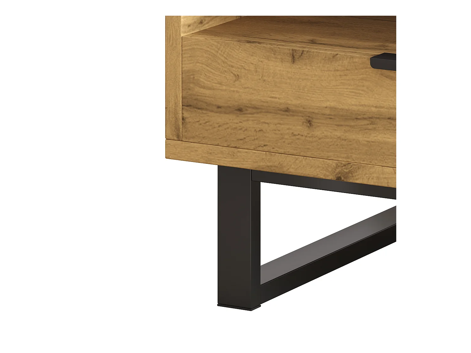 Table basse 100x50x40 cm avec compartiments et tiroirs panneaux de particules en naturel et noir