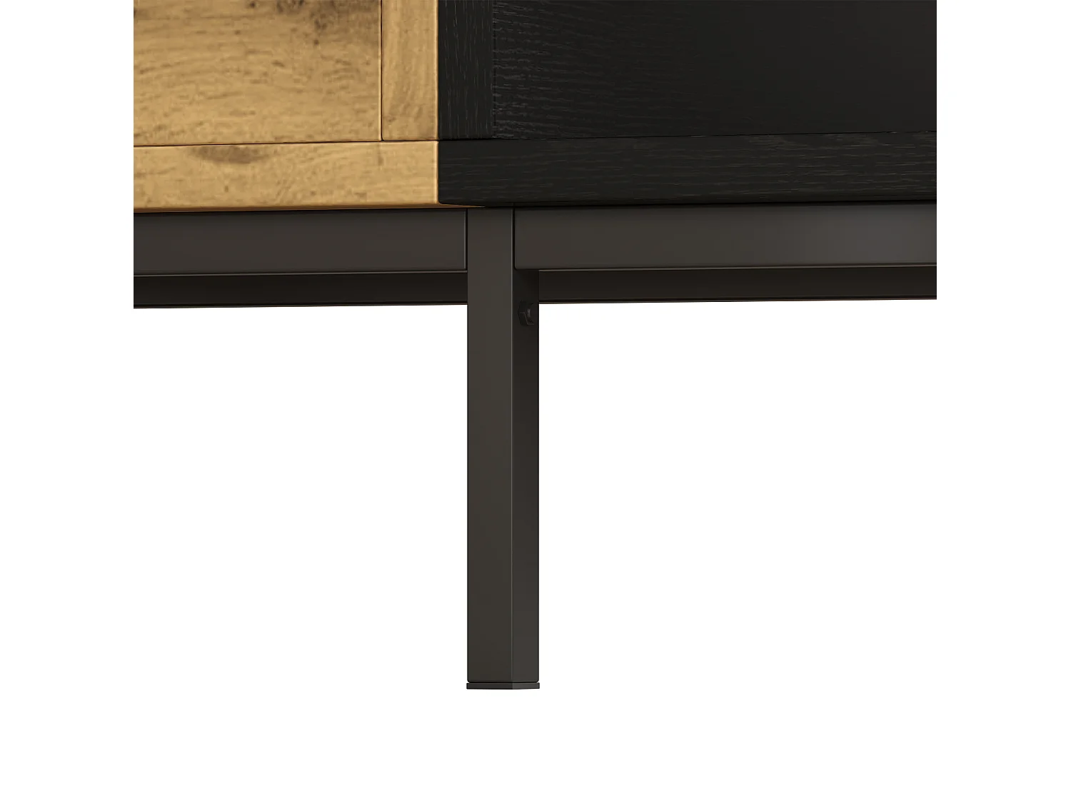 Table basse 100x50x40 cm avec compartiments et tiroirs panneaux de particules en naturel et noir