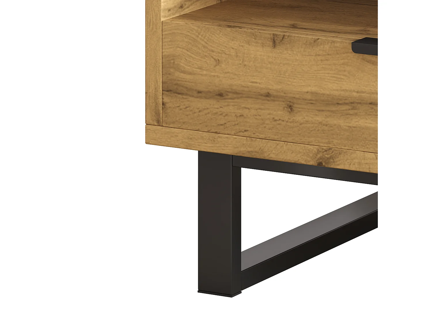 Table basse 100x50x40 cm avec compartiments et tiroirs panneaux de particules en naturel et noir