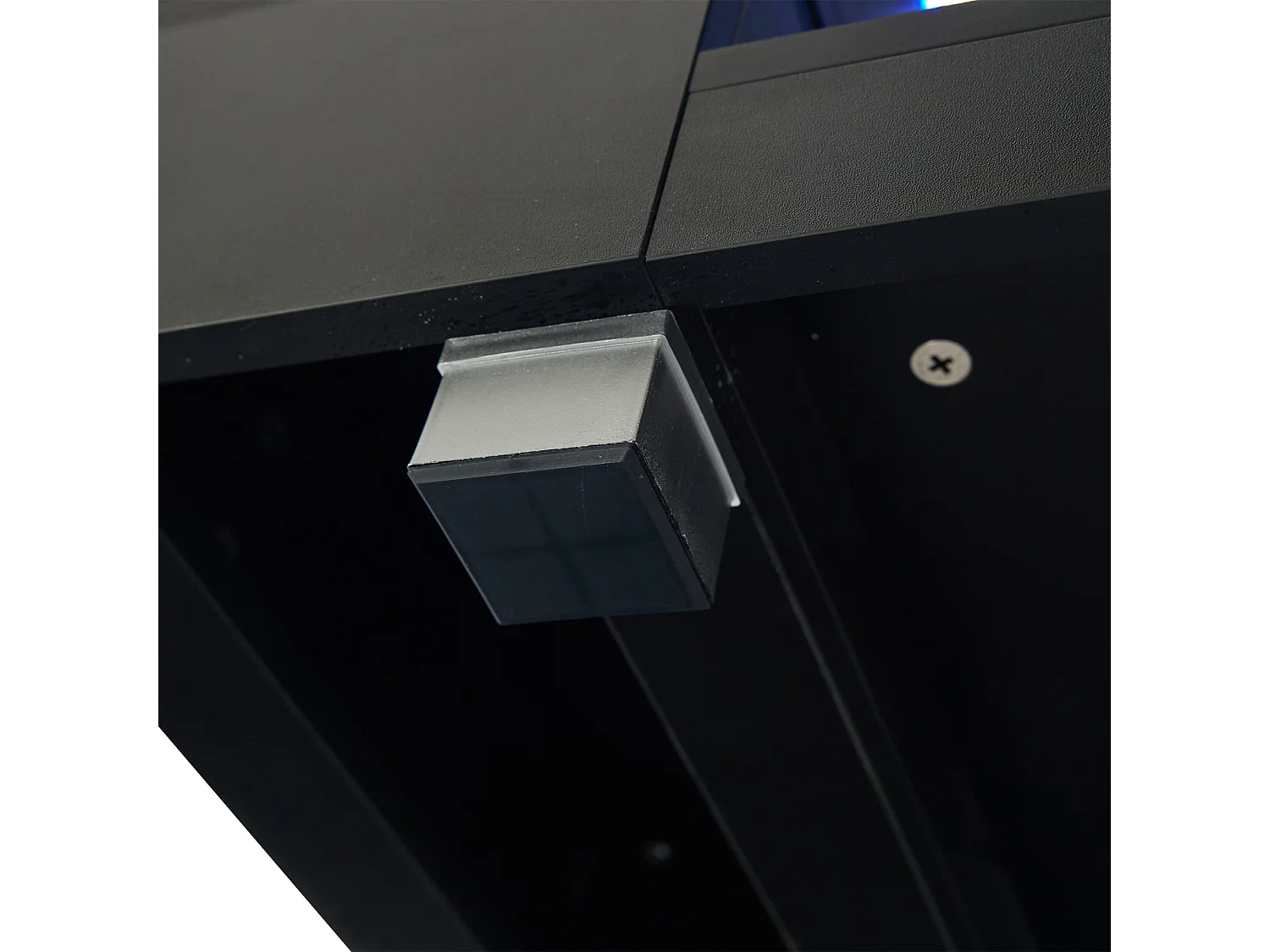 Table basse LED verre brillant double couche design creux noir salon bureau fête