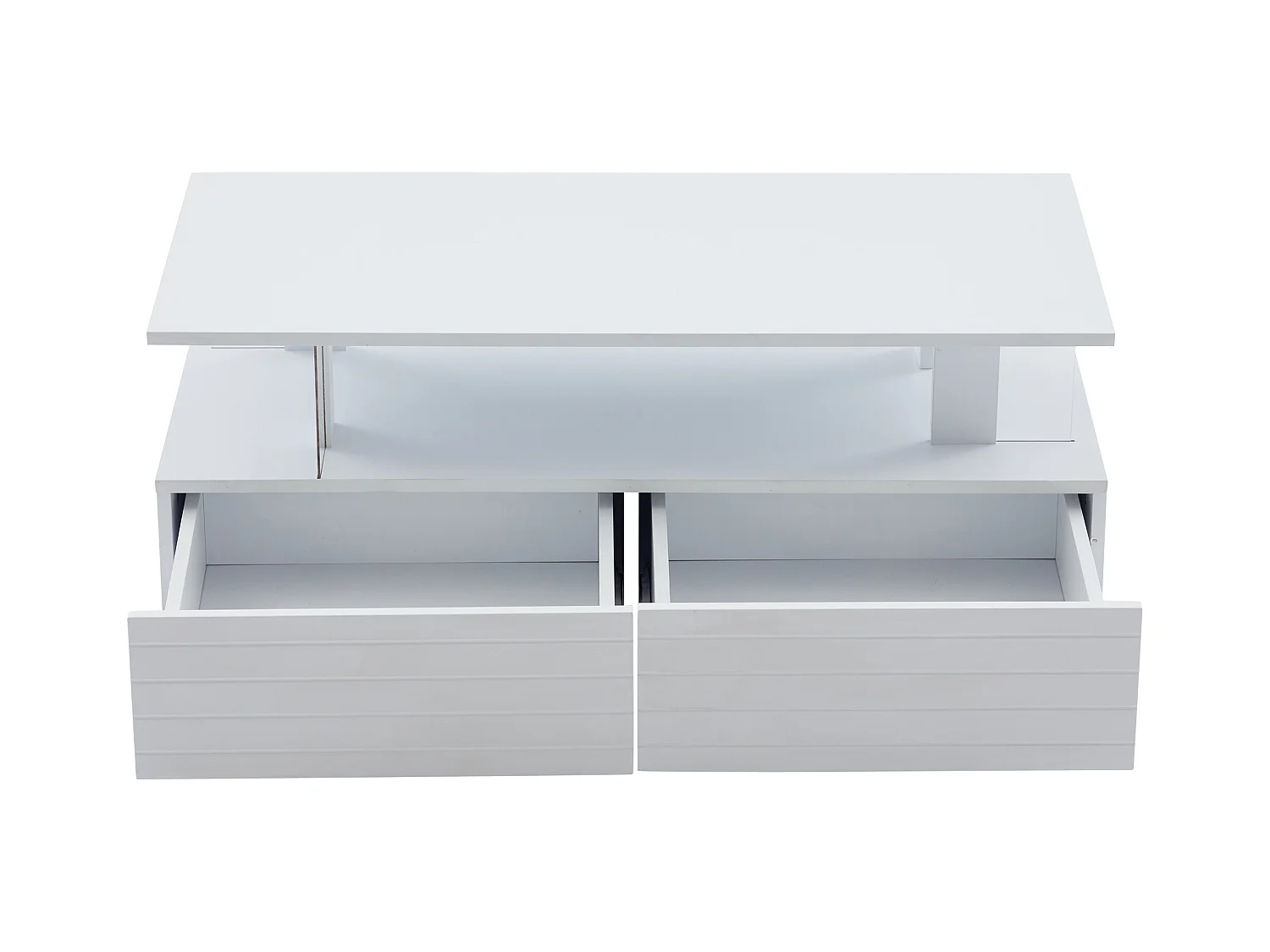 Table basse LED acrylique rangement intégré commande multifonction blanc pour salon