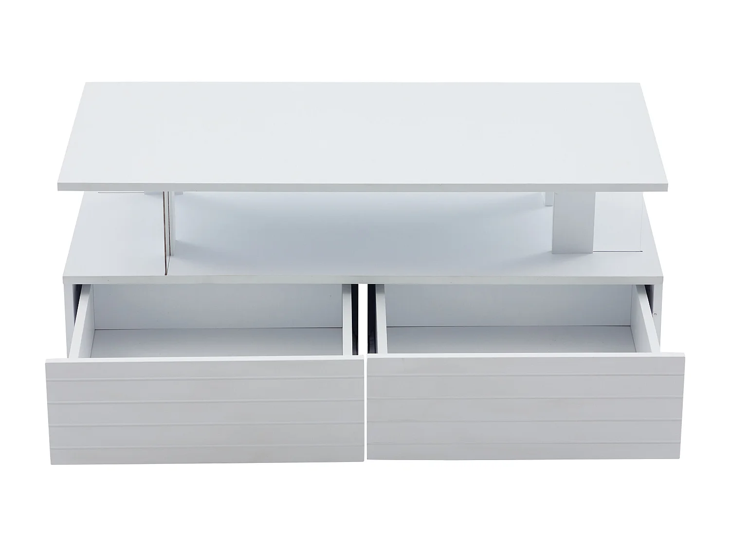 Table basse LED acrylique rangement intégré commande multifonction blanc pour salon