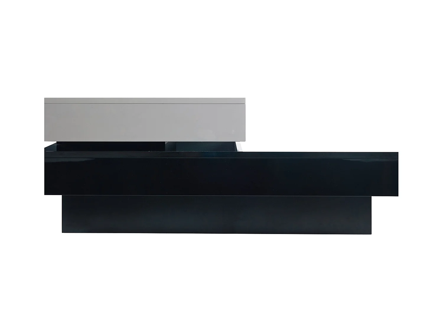 Moderne draaibare salontafel met glanzende afwerking in zwart-wit spaanplaat voor woonkamer en appartement