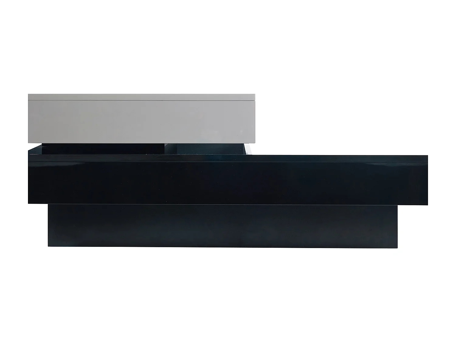 Table basse pivotante moderne finition brillante panneau particules noir blanc pour salon appartement