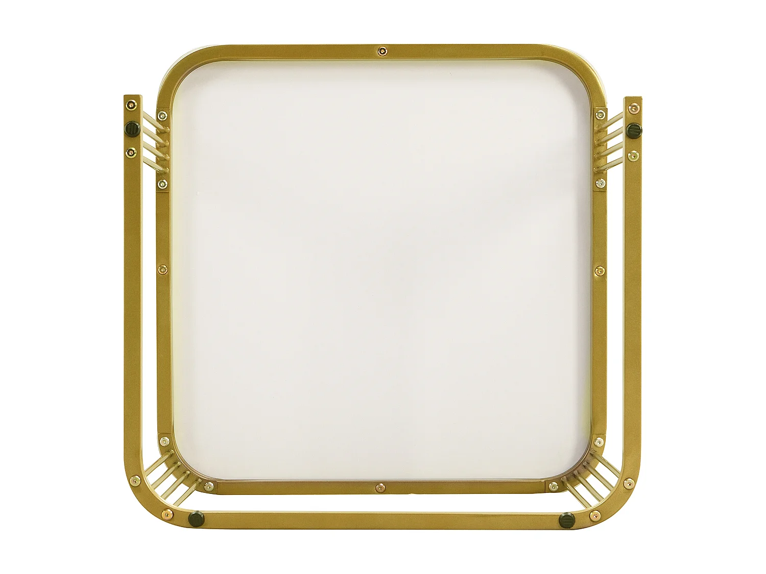 Set de 2 tables basses gigognes 60x60x45 cm, effet marbre brillant, avec tiroir, MDF blanc