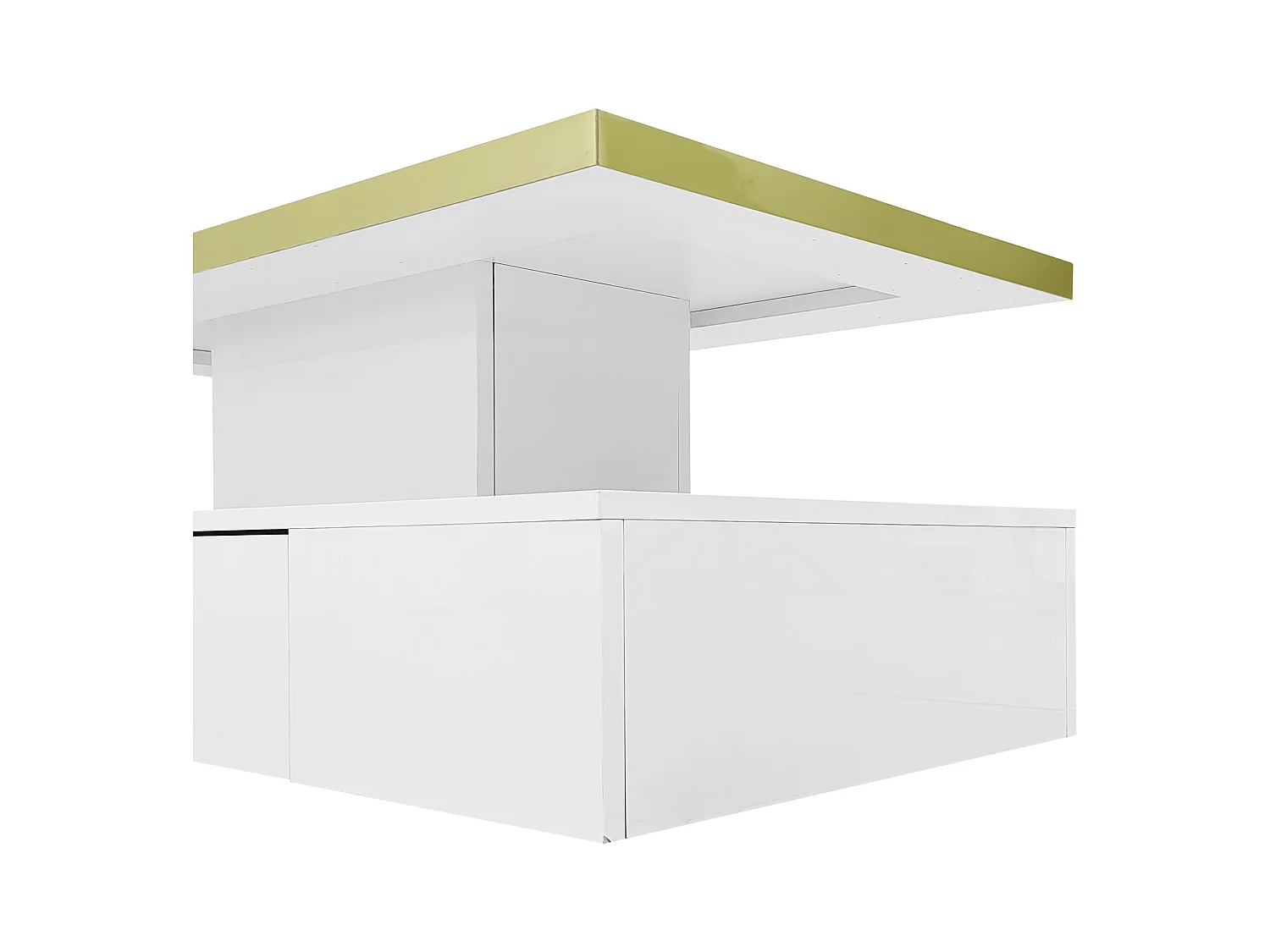 Table basse 100x50x38.5cm Avec lumière LED avec tiroir Espace de rangement Matériel Panneau de particules Blanc pour salon