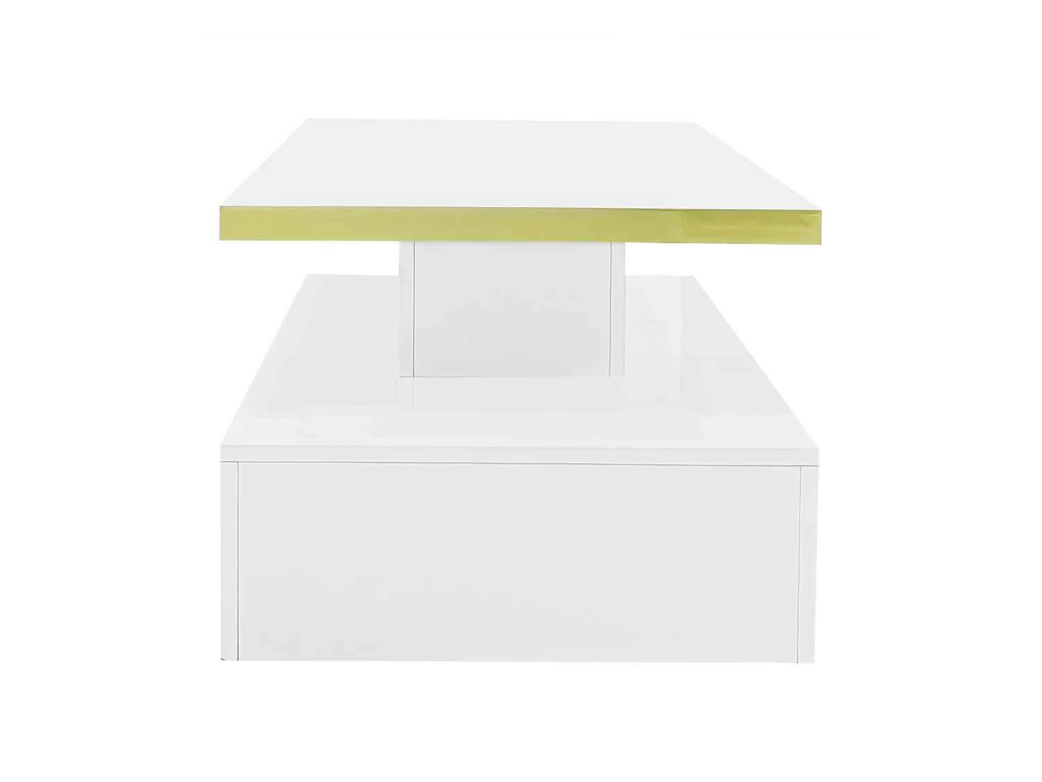 Table basse 100x50x38.5cm Avec lumière LED avec tiroir Espace de rangement Matériel Panneau de particules Blanc pour salon