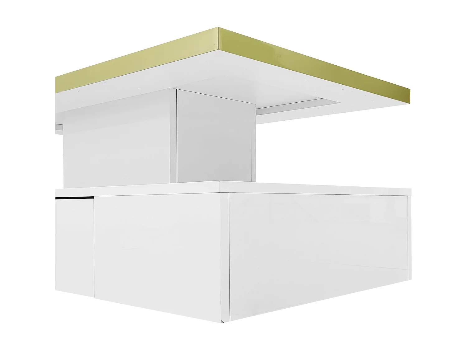 Table basse 100x50x38.5cm Avec lumière LED avec tiroir Espace de rangement Matériel Panneau de particules Blanc pour salon