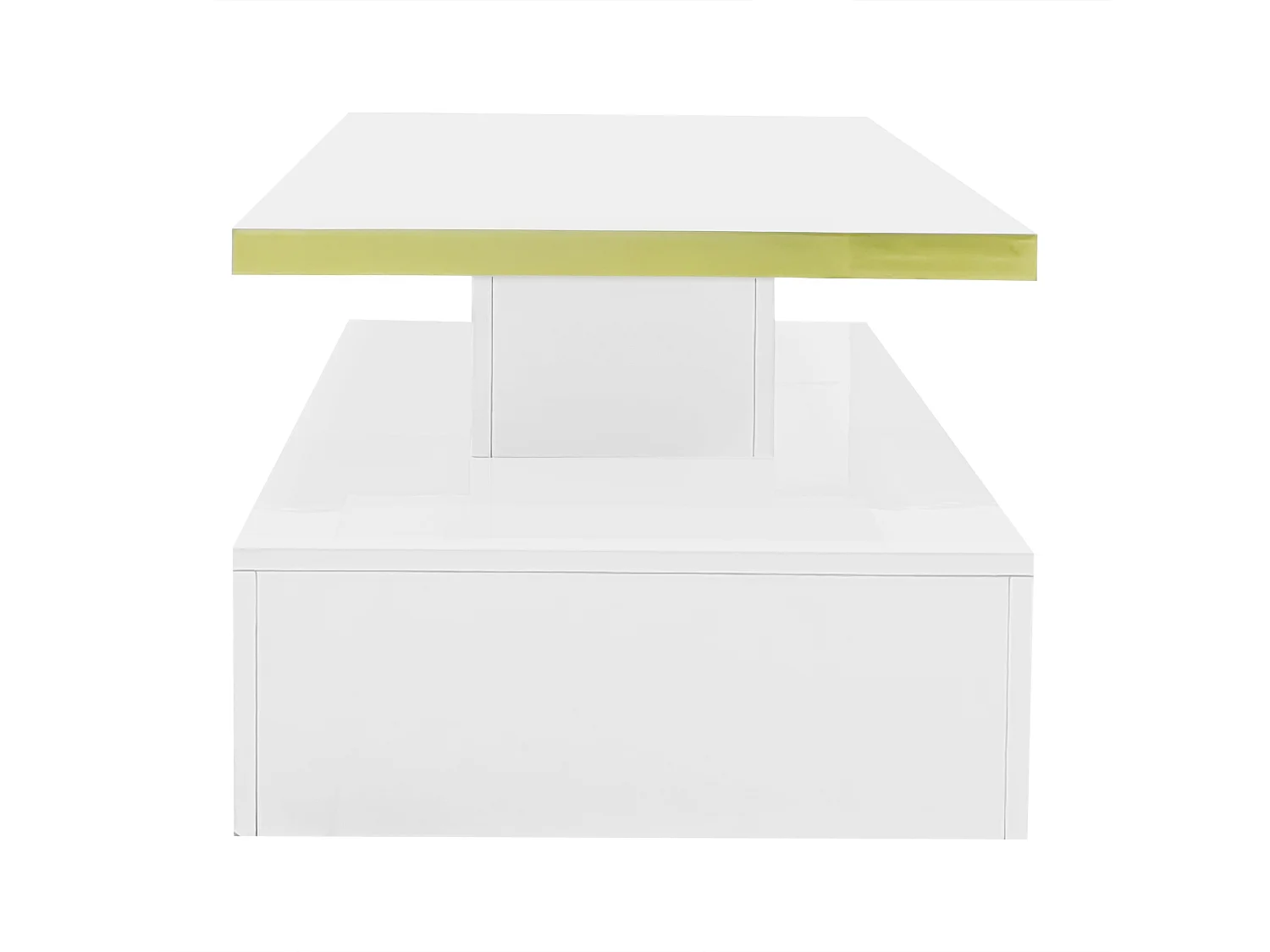 Table basse 100x50x38.5cm Avec lumière LED avec tiroir Espace de rangement Matériel Panneau de particules Blanc pour salon