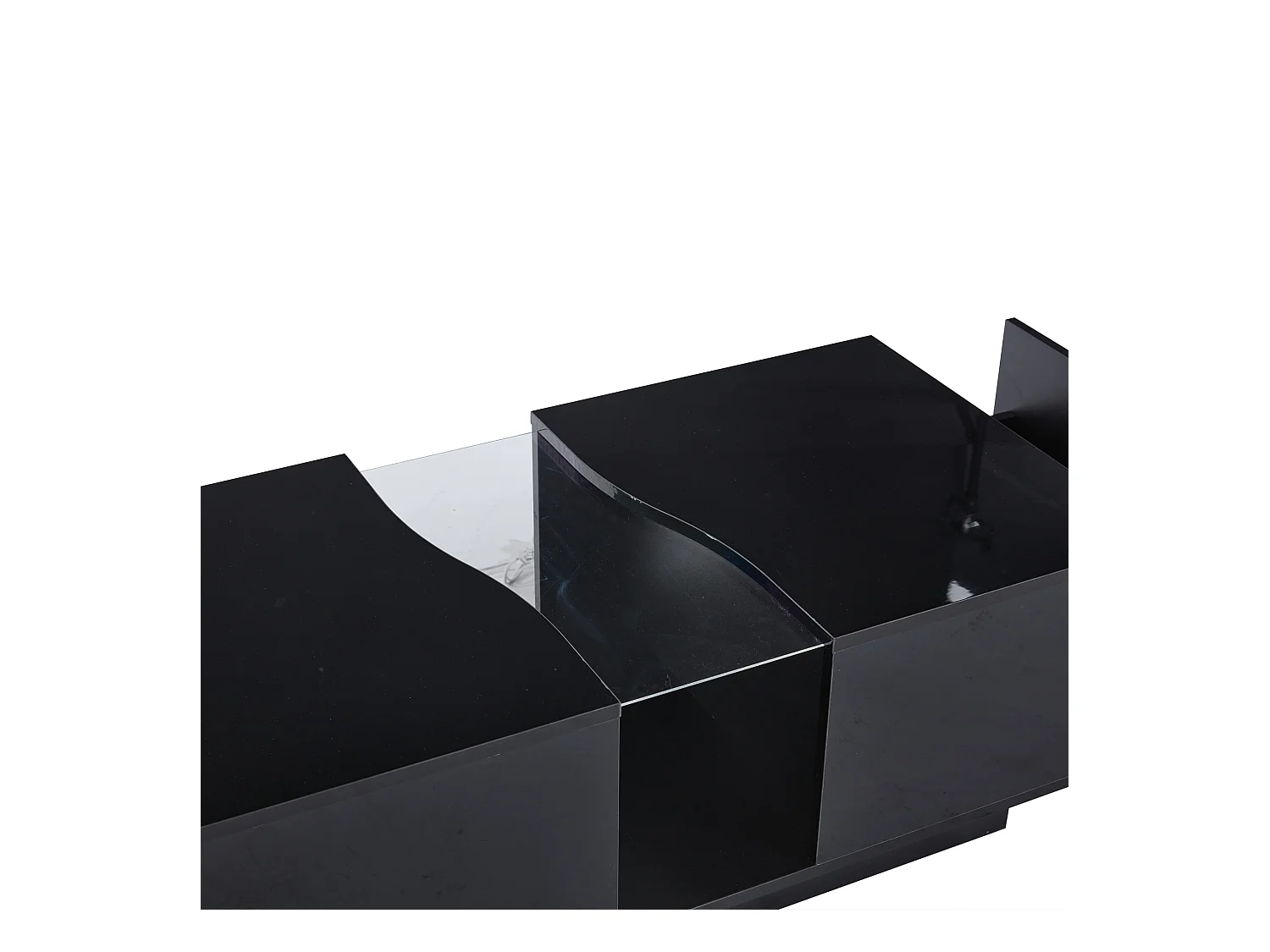 Table basse LED 100x50x35 cm 2 tiroirs acrylique brillant MDF noir salon chambre