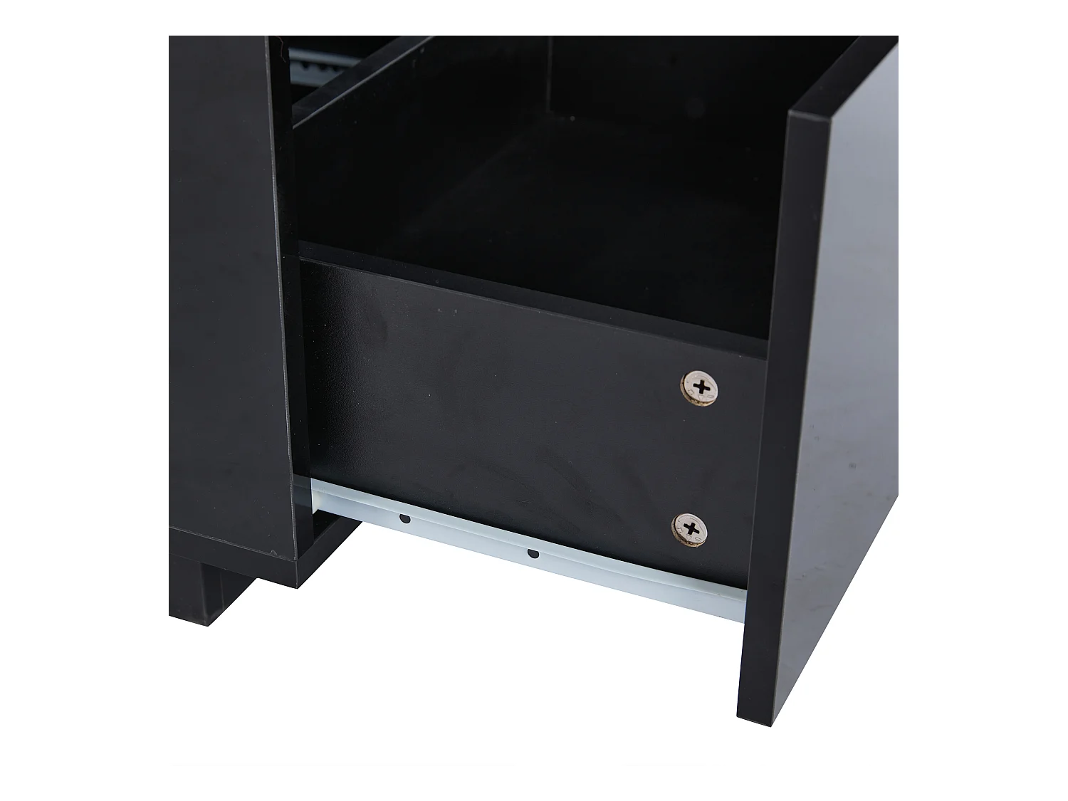 Table basse LED 100x50x35 cm 2 tiroirs acrylique brillant MDF noir salon chambre