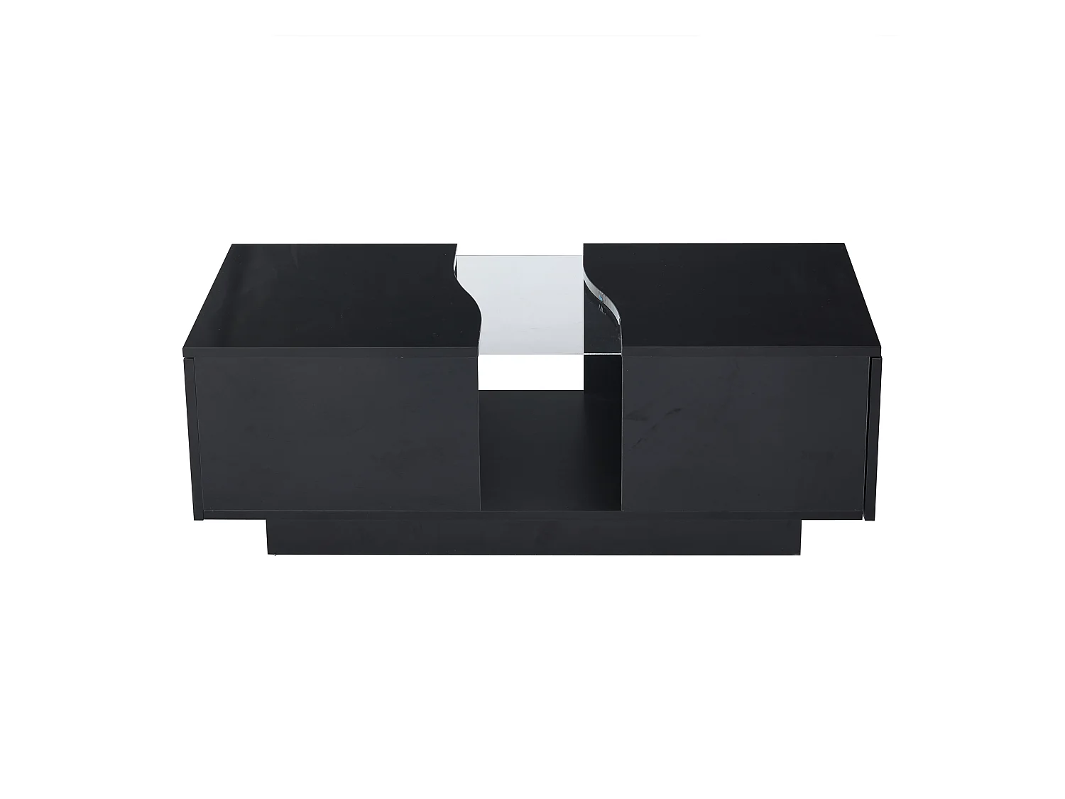 Table basse LED 100x50x35 cm 2 tiroirs acrylique brillant MDF noir salon chambre