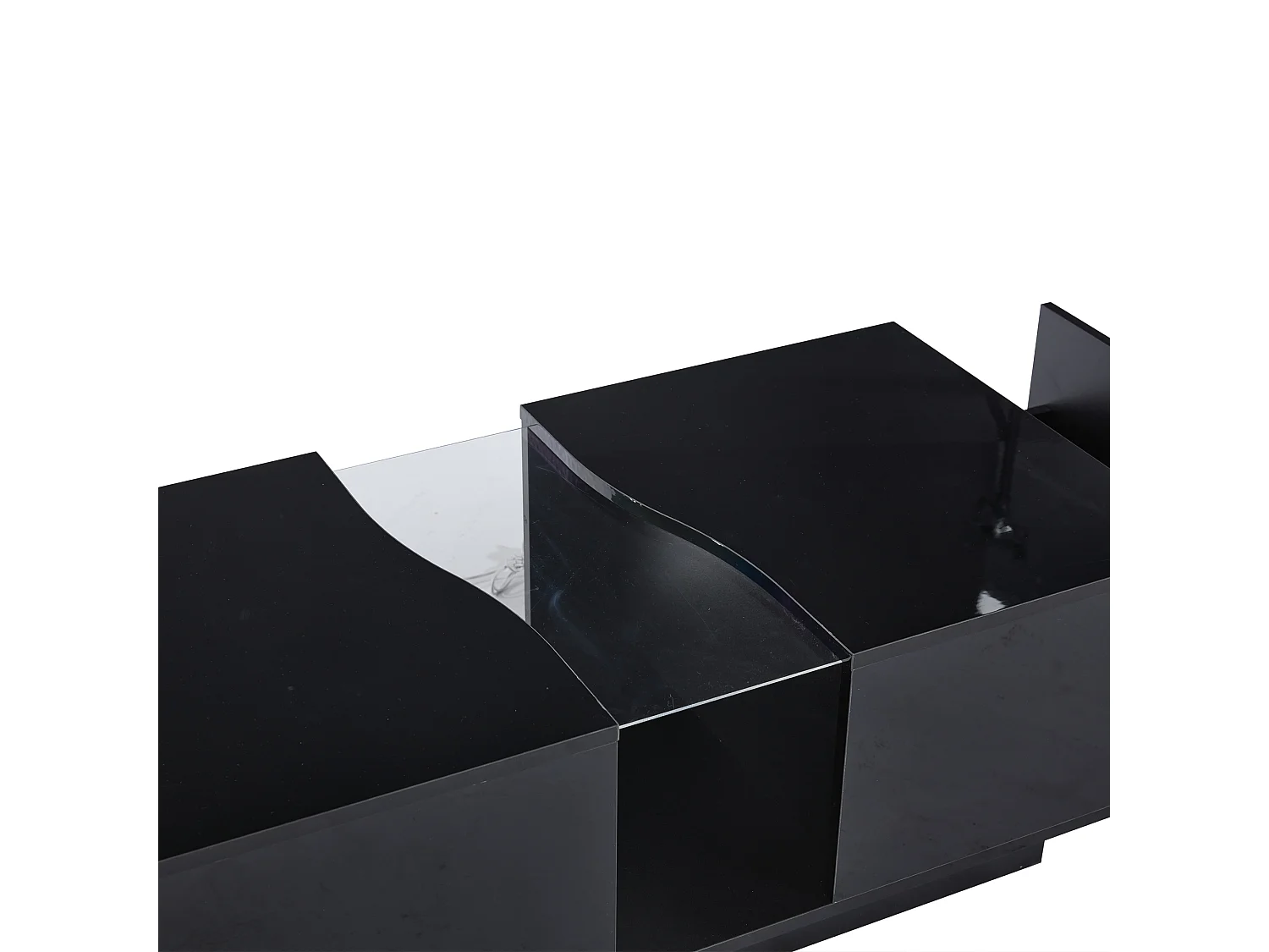 Table basse LED 100x50x35 cm 2 tiroirs acrylique brillant MDF noir salon chambre