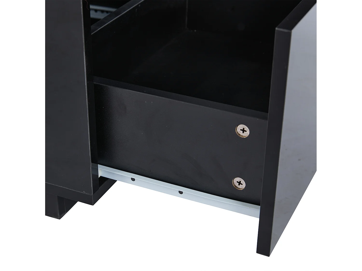 Table basse LED 100x50x35 cm 2 tiroirs acrylique brillant MDF noir salon chambre