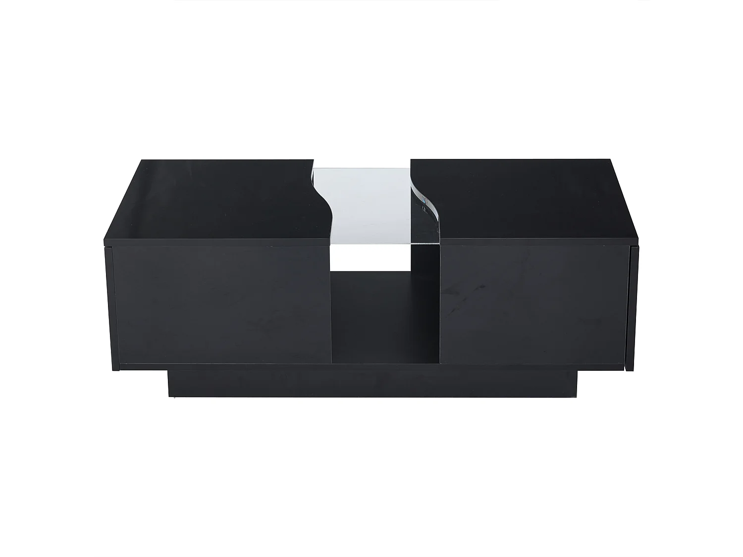 Table basse LED 100x50x35 cm 2 tiroirs acrylique brillant MDF noir salon chambre