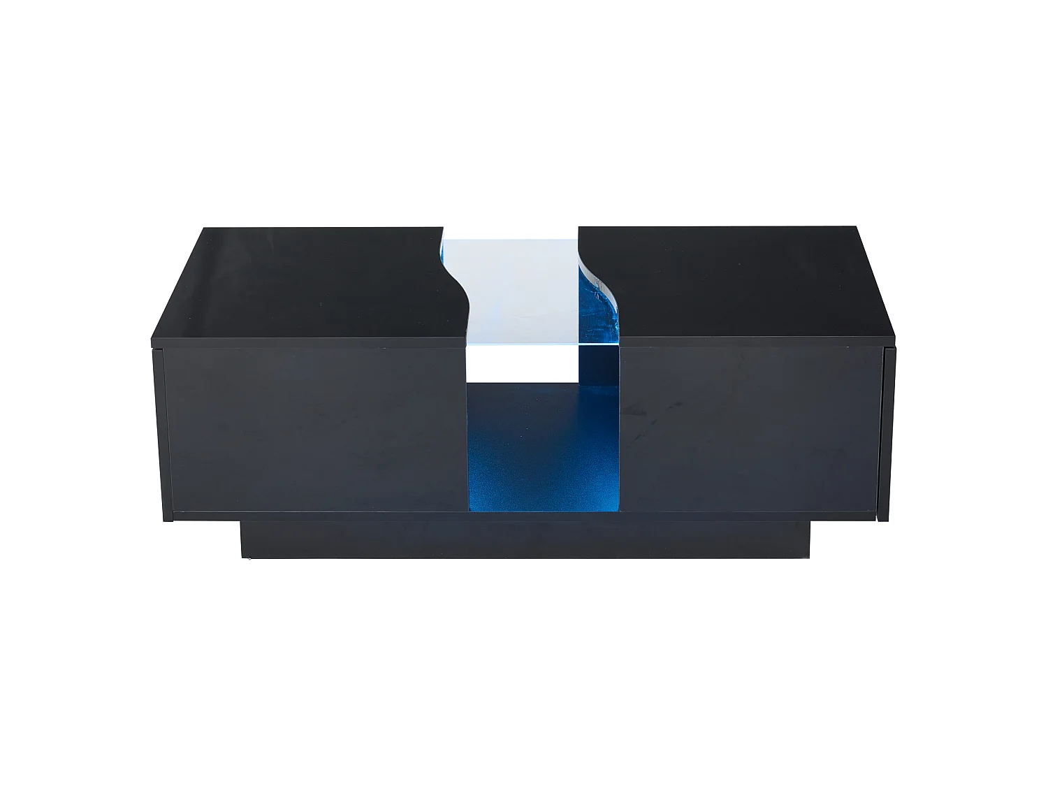 Table basse LED 100x50x35 cm 2 tiroirs acrylique brillant MDF noir salon chambre