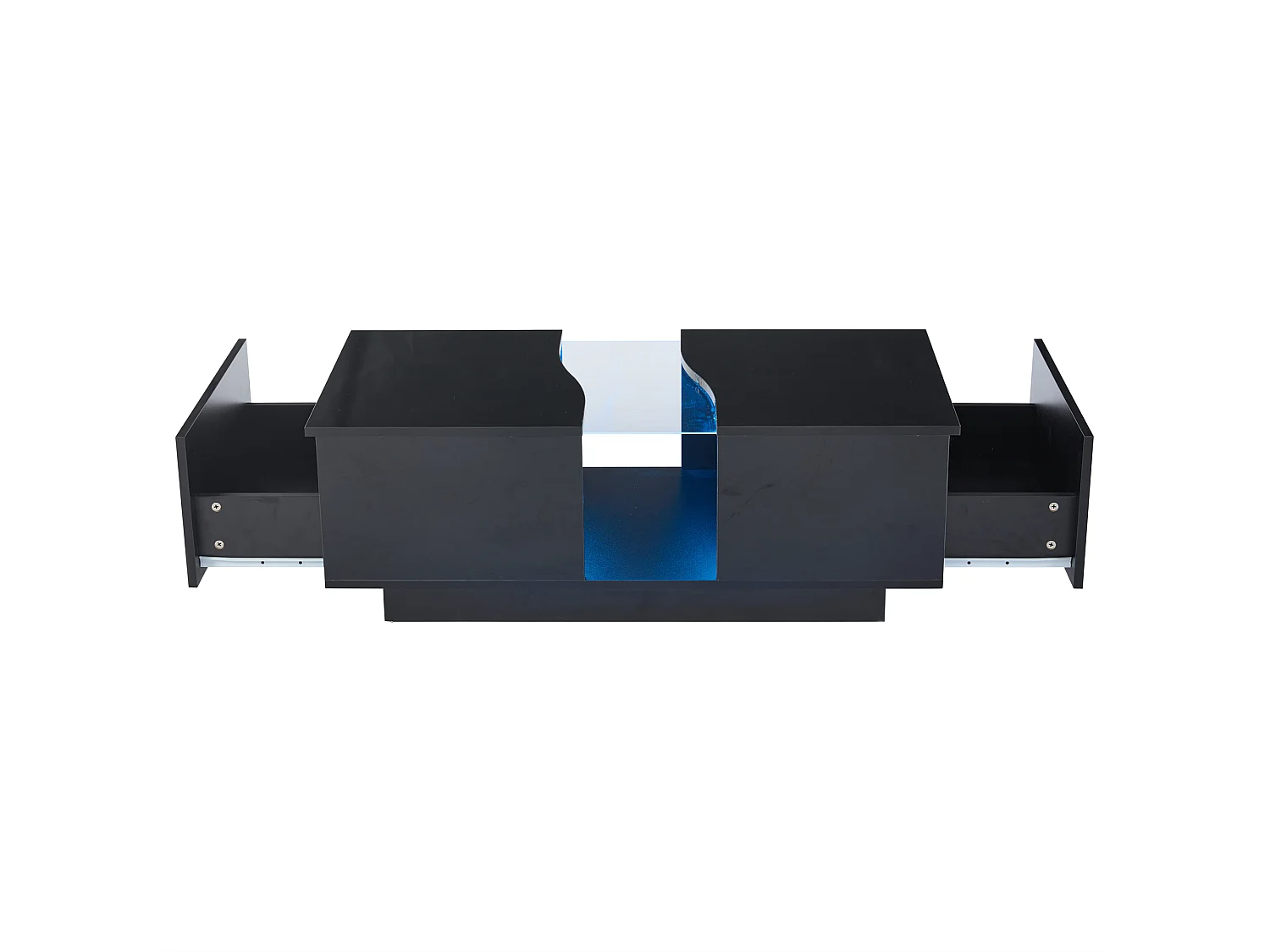 Table basse LED 100x50x35 cm 2 tiroirs acrylique brillant MDF noir salon chambre
