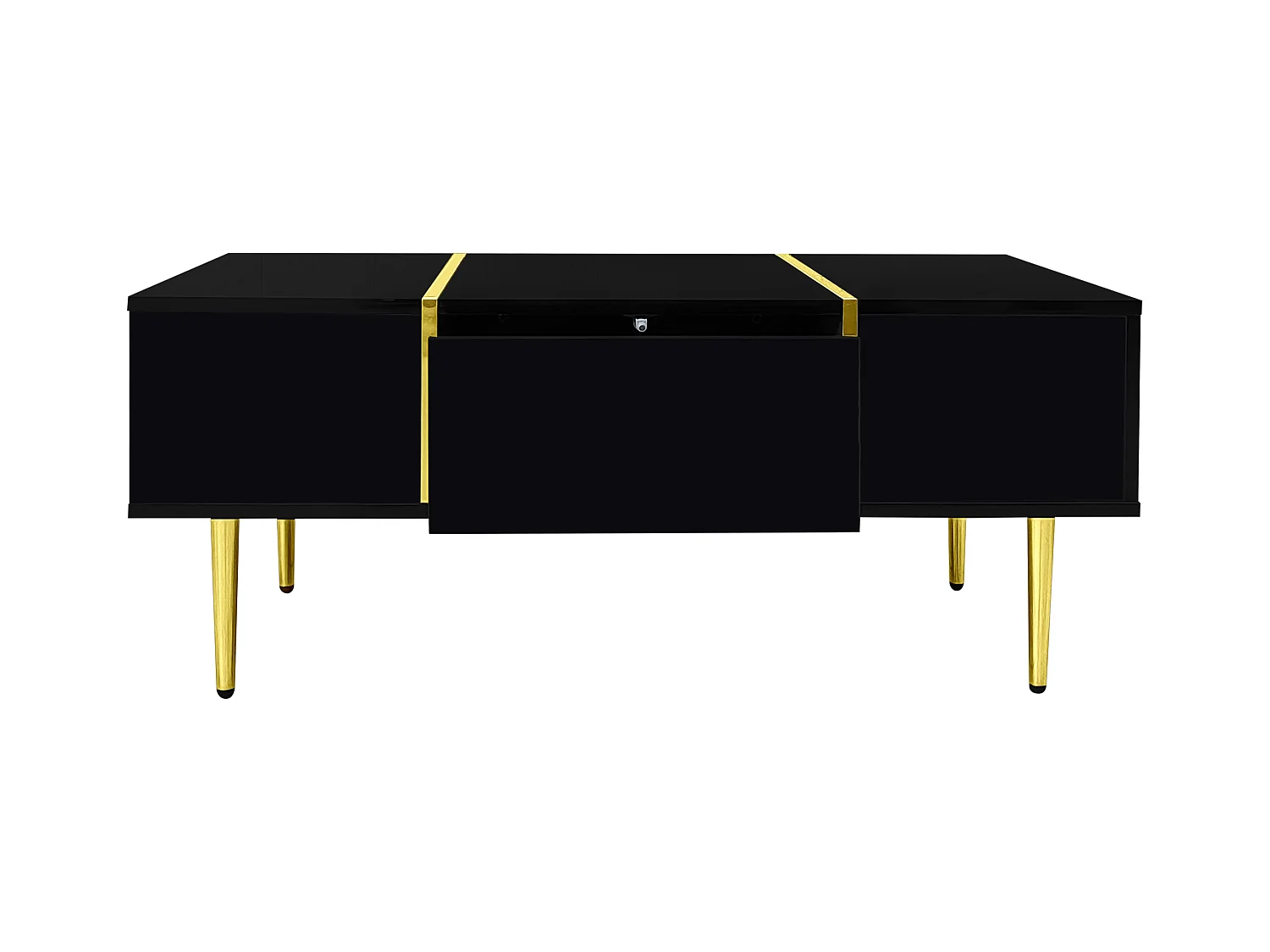 Table basse 100x60x41.5 cm avec deux tiroirs Matériau MDF en noir pour salon
