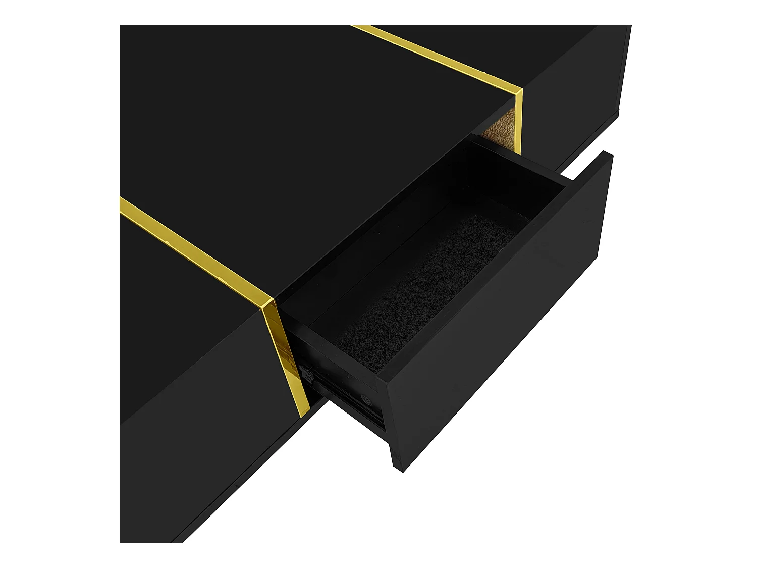 Table basse 100x60x41.5 cm avec deux tiroirs Matériau MDF en noir pour salon