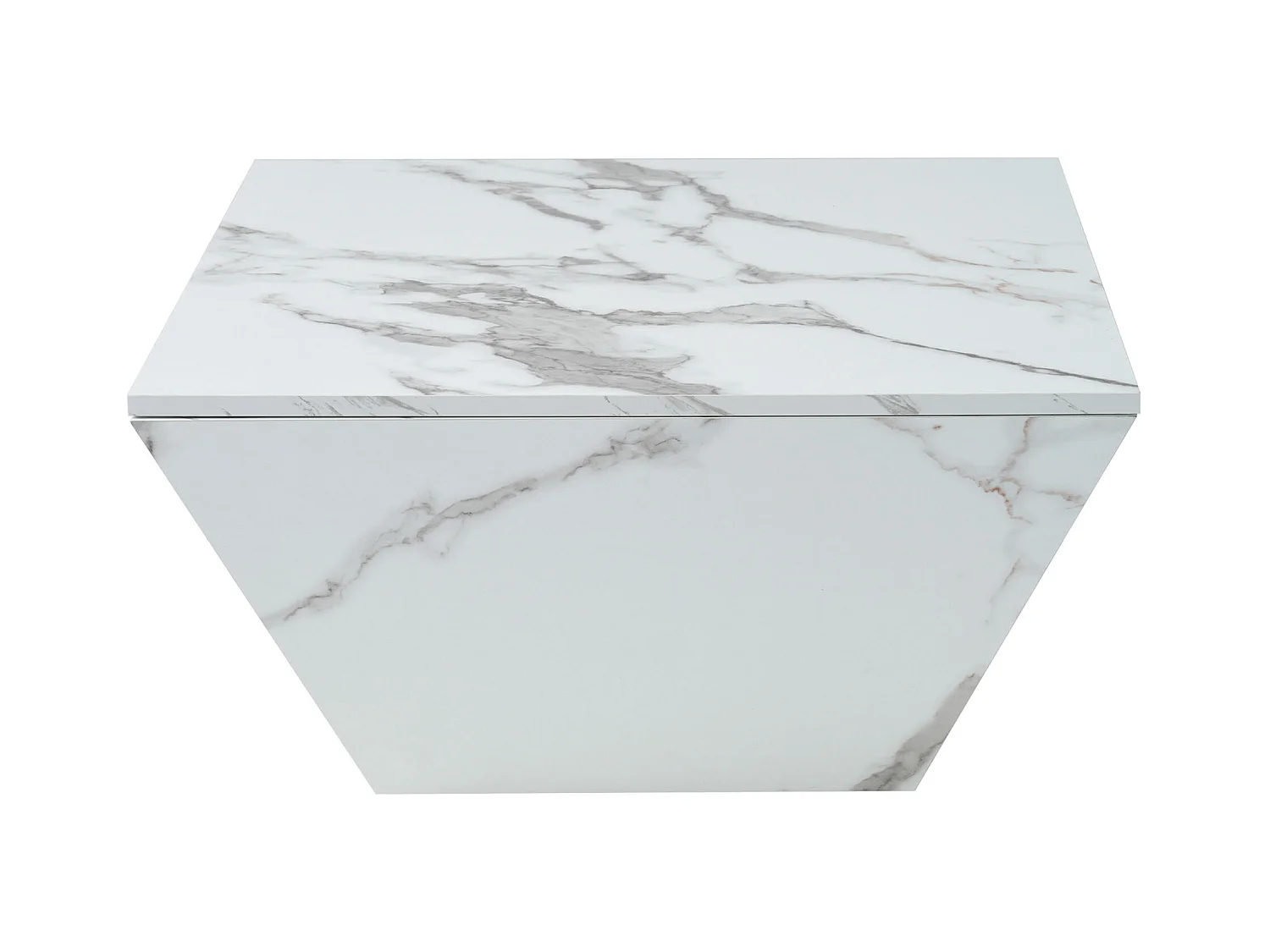 Trapeziumvormige salontafel 70x70x37cm wit marmer afwerking modern design voor woonkamer