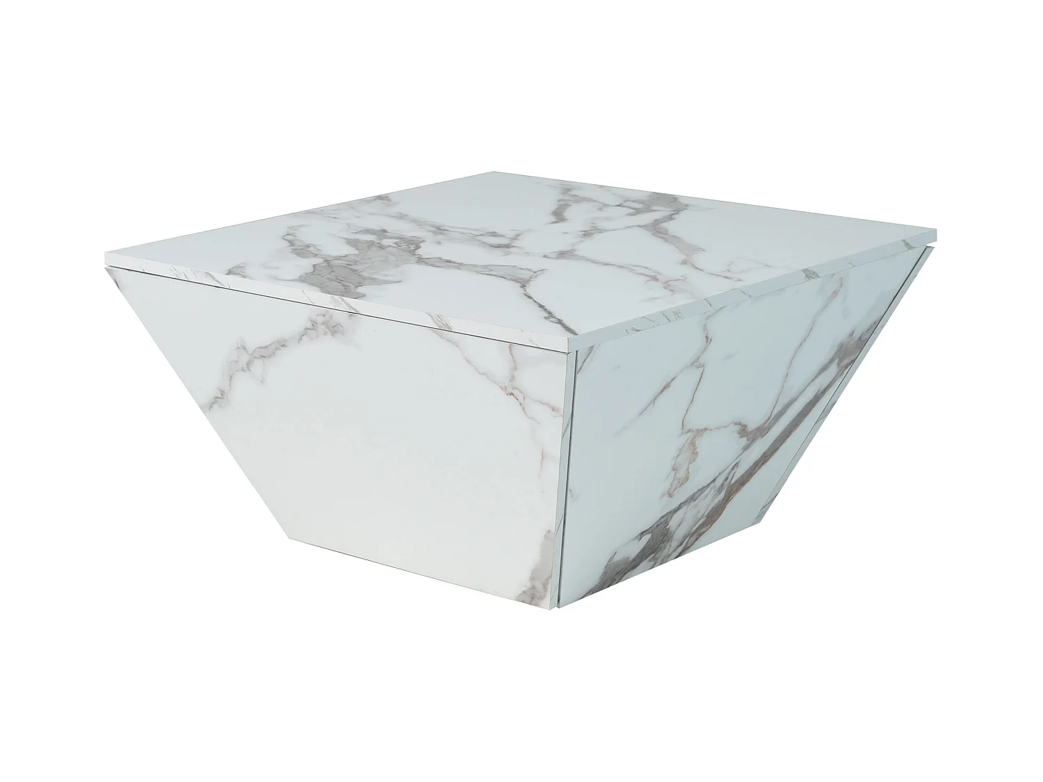 Trapeziumvormige salontafel 70x70x37cm wit marmer afwerking modern design voor woonkamer