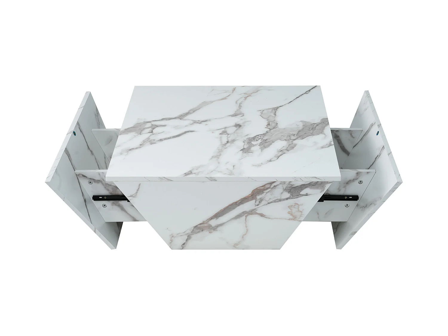 Trapeziumvormige salontafel 70x70x37cm wit marmer afwerking modern design voor woonkamer