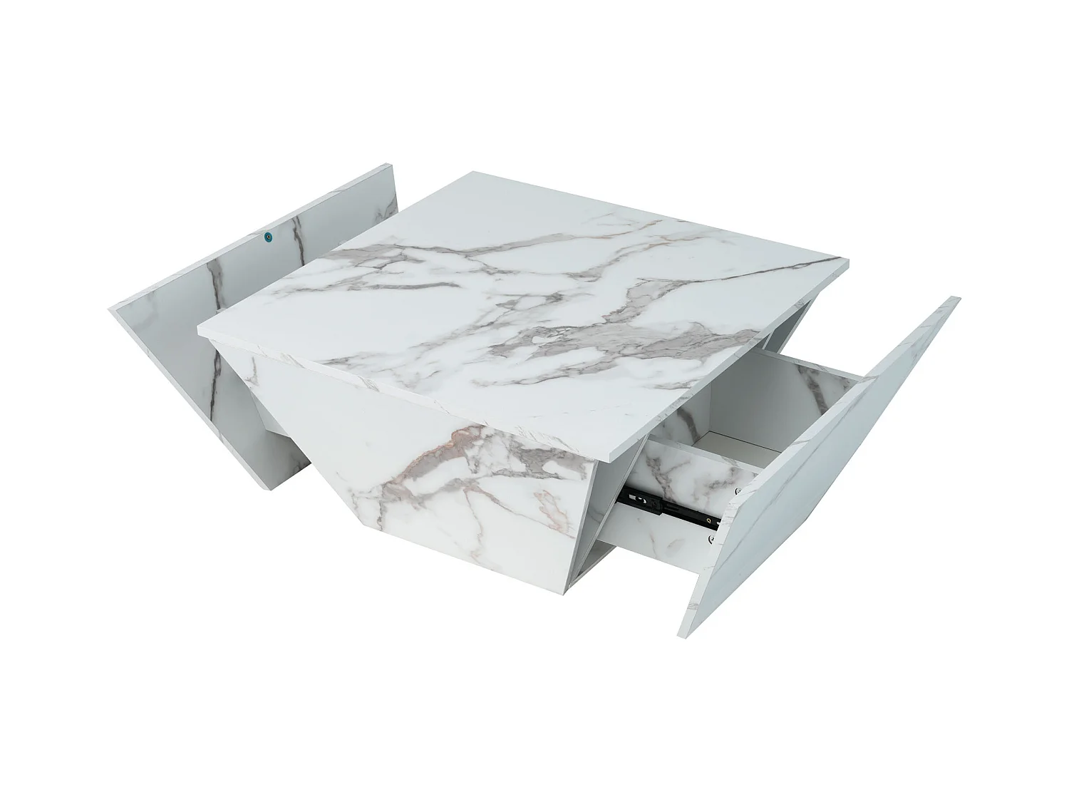 Trapeziumvormige salontafel 70x70x37cm wit marmer afwerking modern design voor woonkamer