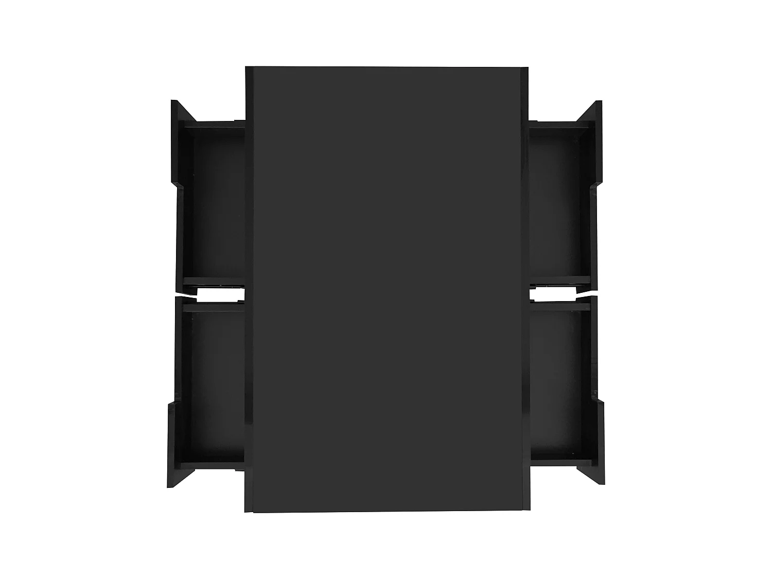 Salontafel 80x50x36cm met LED lichtstrip drie open compartimenten en vier verborgen laden brengen Materiaal Spaanplaat en zwart