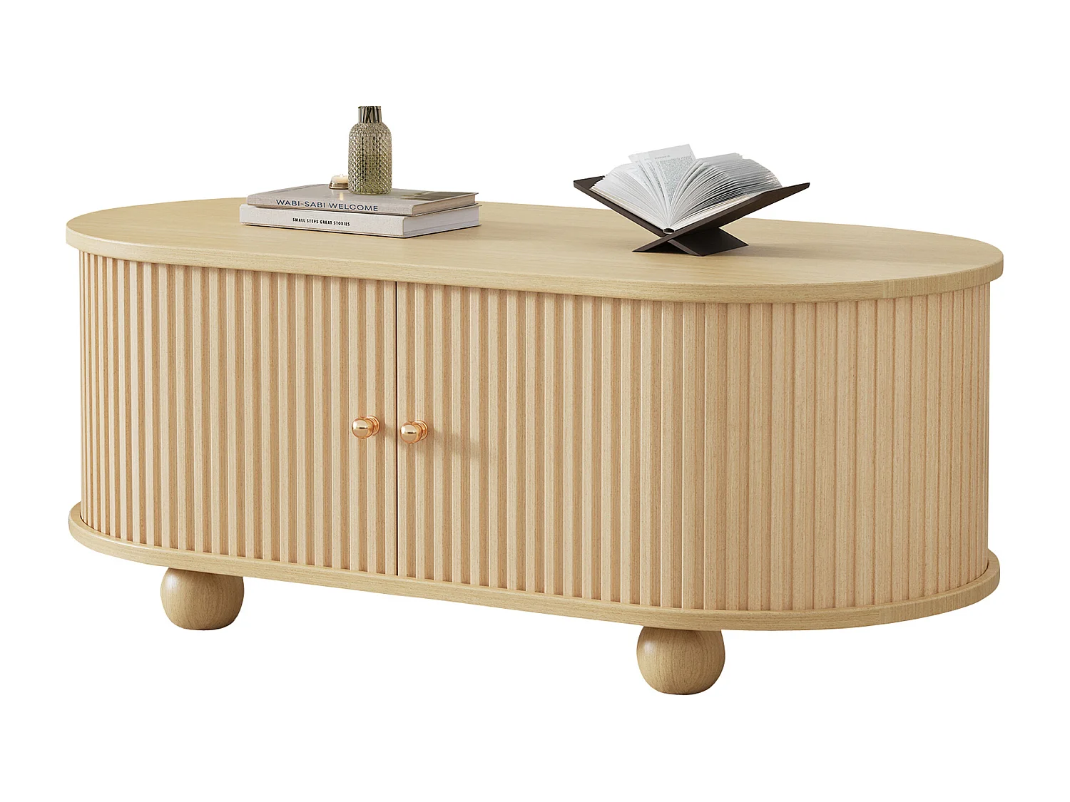 Table basse 100x50x40cm Meuble salon style Bauhaus rangement modulable MDF pour salon exigu couleur bois