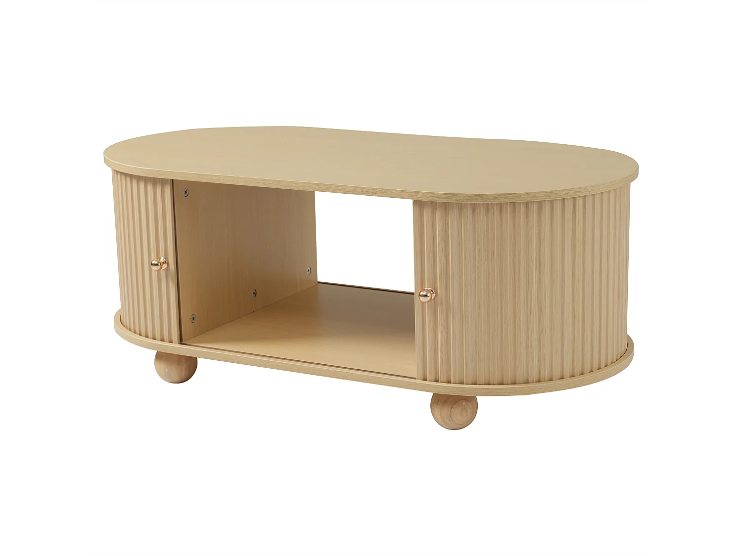 Table basse 100x50x40cm Meuble salon style Bauhaus rangement modulable MDF pour salon exigu couleur bois