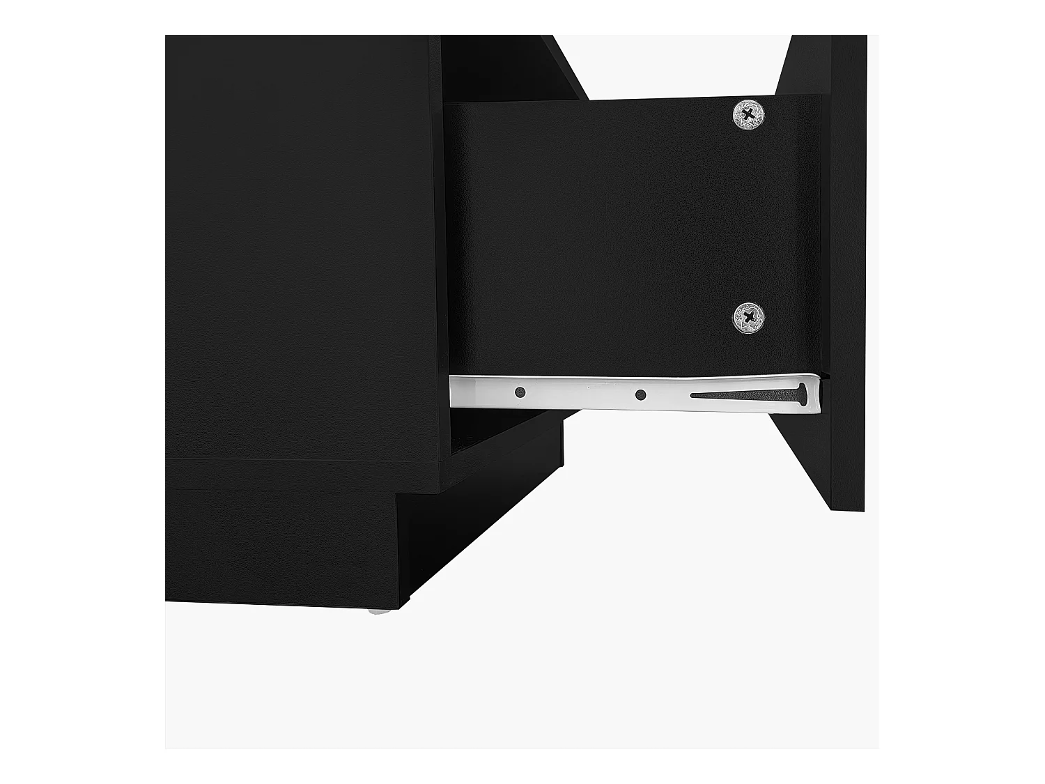 Table basse 100x50x35.5 cm LED verre 2 tiroirs 1 compartiment noire pour salon