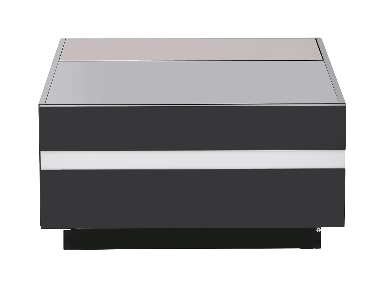 Table basse 70x70x36 cm LED 2 tiroirs design géométrique verre trempé noir salon contemporain