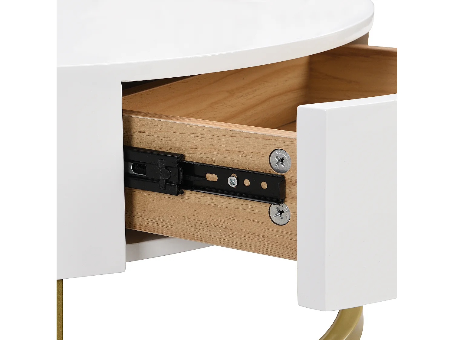 Set van 2 in elkaar passende salontafels 70x70x56,5 cmWitte MDF bijzettafel met twee laden voor de woonkamer