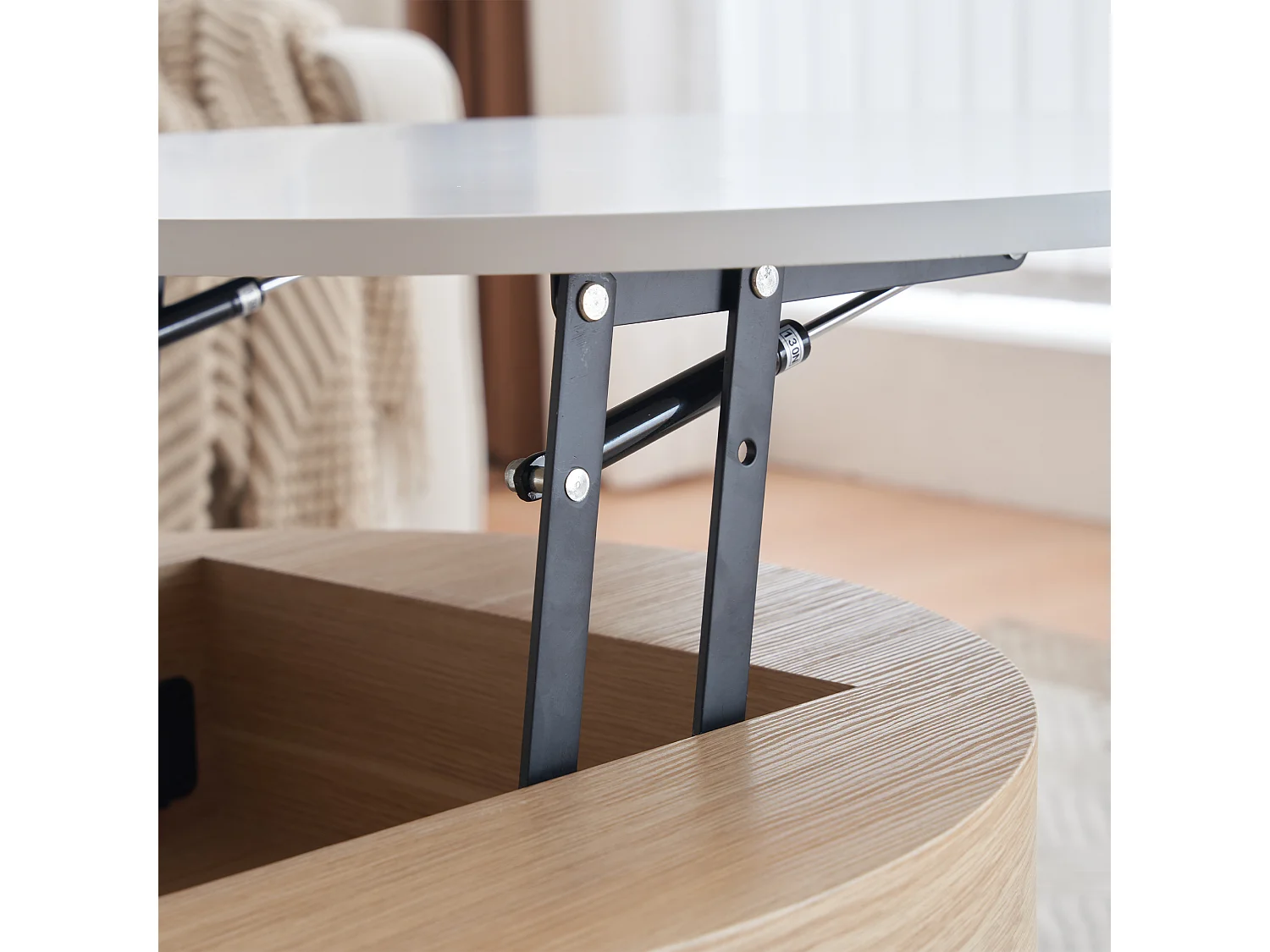 Set van 2 in elkaar passende salontafels 70x70x56,5 cmWitte MDF bijzettafel met twee laden voor de woonkamer