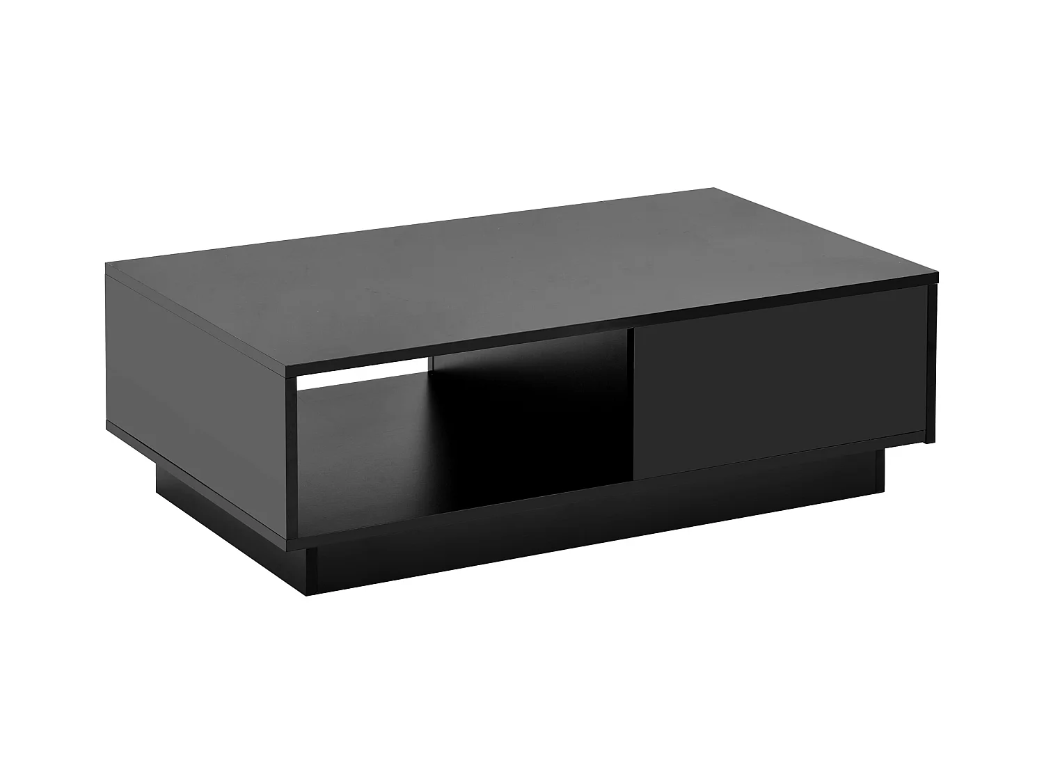 Table basse rectangulaire moderne 95x55x32cm LED 16 couleurs finition brillante noir pour salon