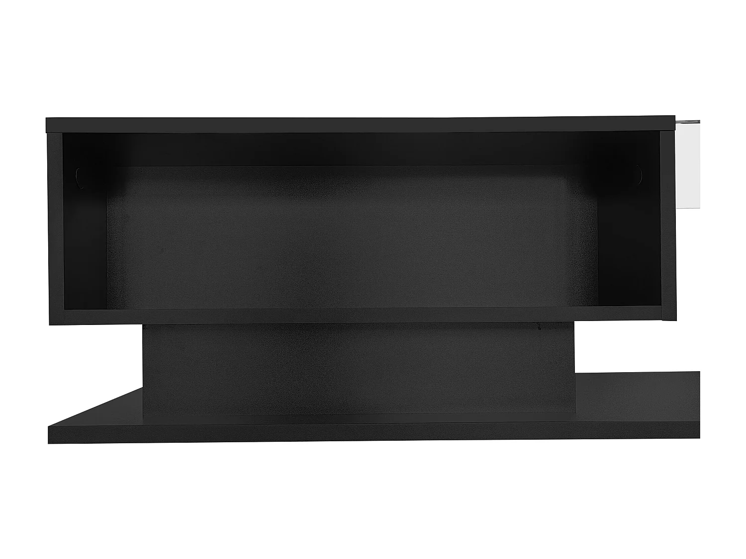 Salontafel 100x50x32 cm, LED-verlichting via app, 1 lade, glazen blad, zwarte spaanplaat