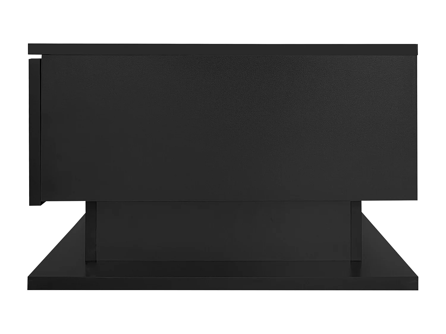 Salontafel 100x50x32 cm, LED-verlichting via app, 1 lade, glazen blad, zwarte spaanplaat