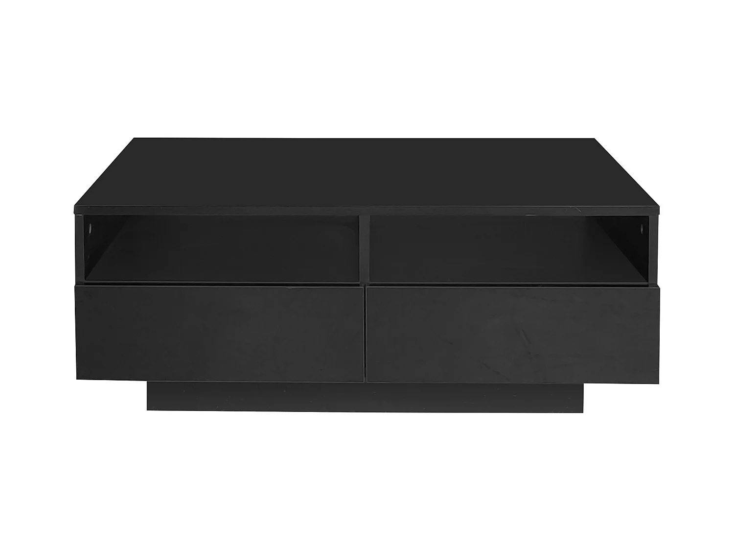 Table basse LED 4 tiroirs 16 couleurs brillant port USB Noir salon chambre