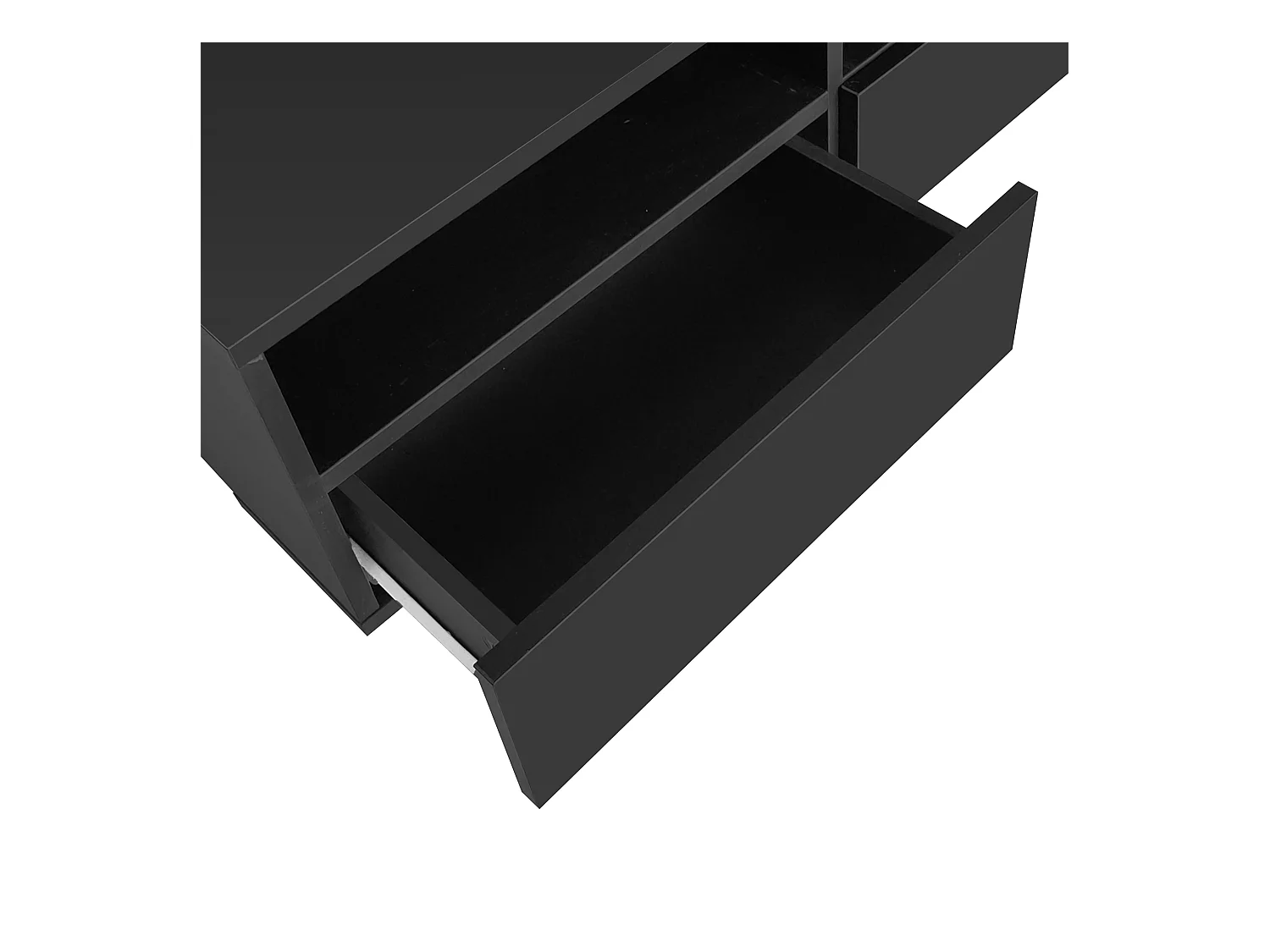 Table basse LED 4 tiroirs 16 couleurs brillant port USB Noir salon chambre